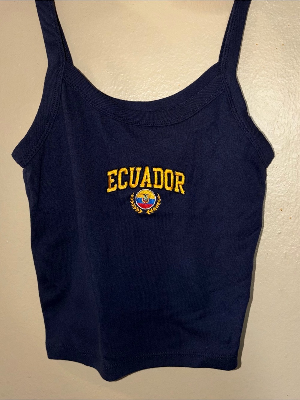 Navy Ecuador Embroidered Tank Top
